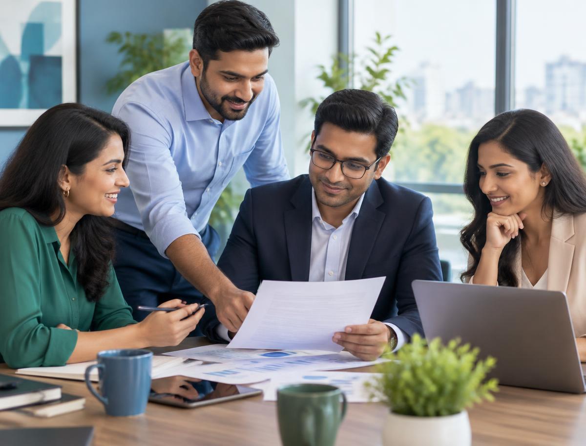 Insurance advisory team in a client discussion